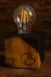 Cedar concrete cube lamp