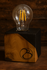 Cedar concrete cube lamp