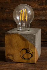 Cedar concrete cube lamp