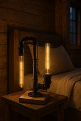 Vintage industrial pipe lamp handcrafted by Brickyard designz