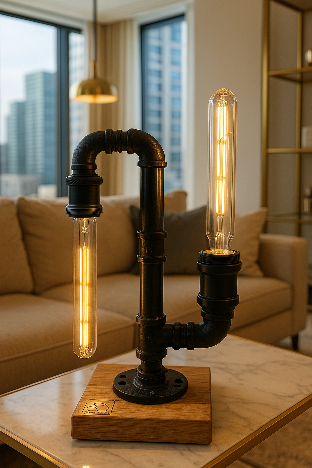 Modern industrial LED lamp with dual bulb and touch dimmer